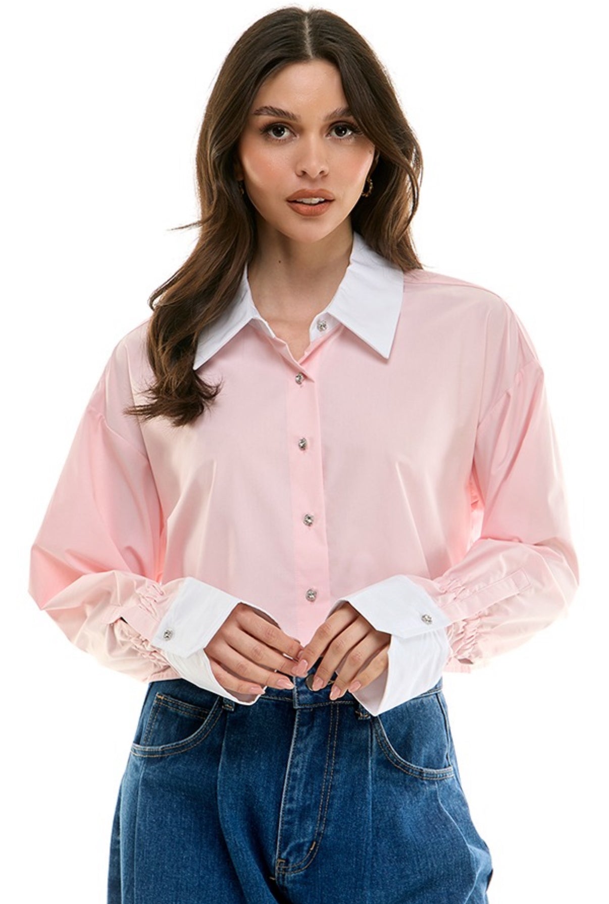 Melia crop two tone shirt