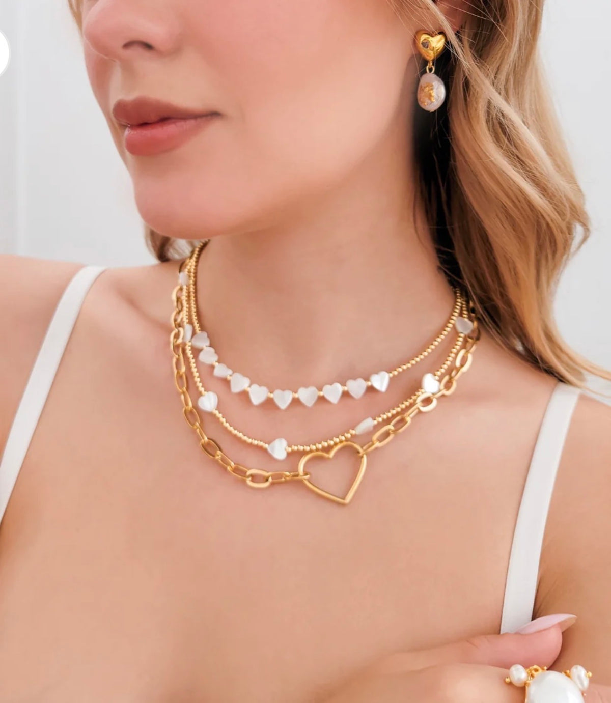 Cloe Mother of Pearl Heart Necklace