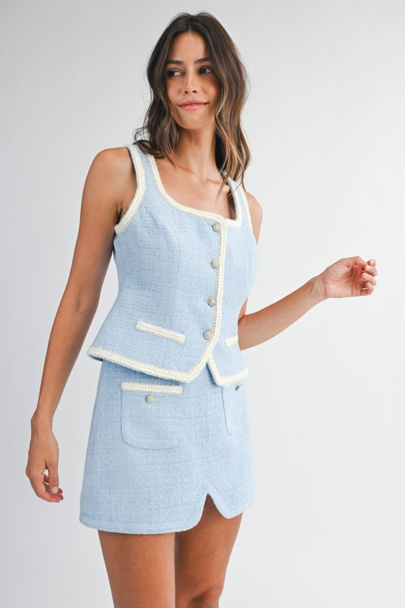 Marigold velvet tweed vest set