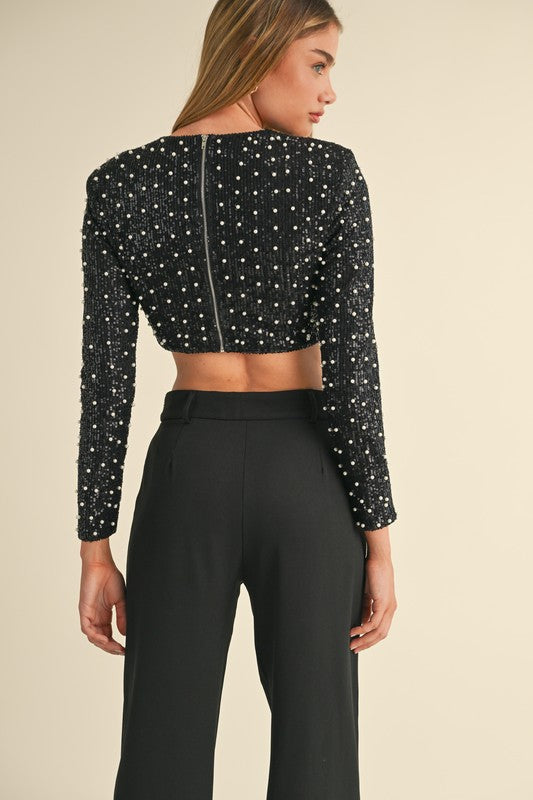 Madaline Sequin Pearl Top Jacket