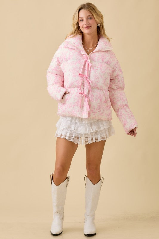 Polly Puffer Pink Toile