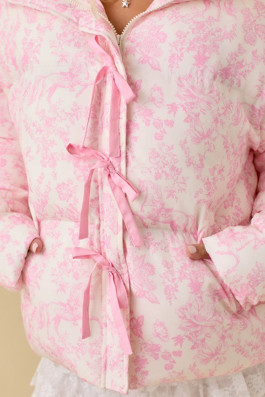 Polly Puffer Pink Toile