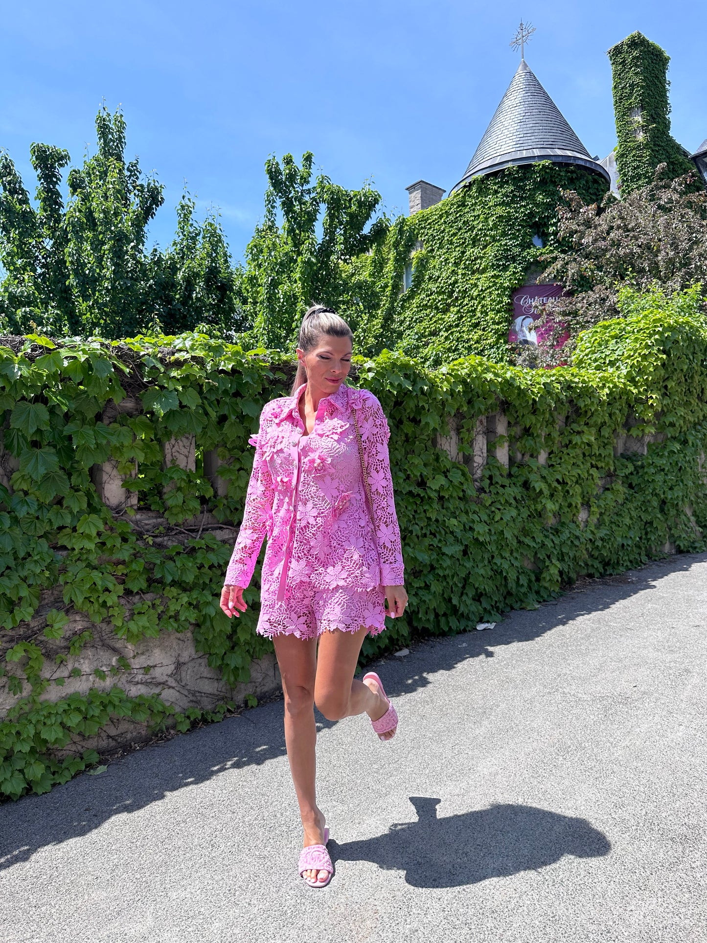 Valentina Lace Floral Blouse Shorts Set