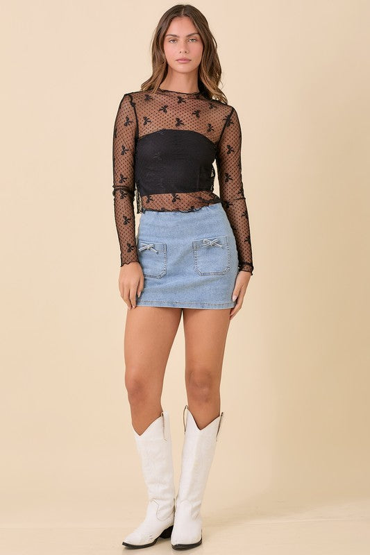 Mini Mesh Bow Dotted Top