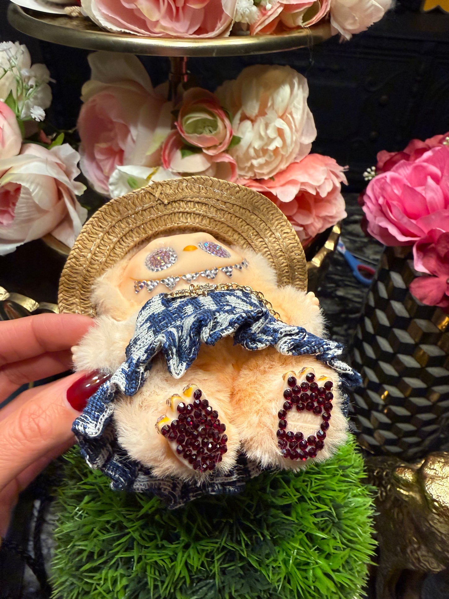 24K Labubu Custom  Big into Energy Swarovski Bling