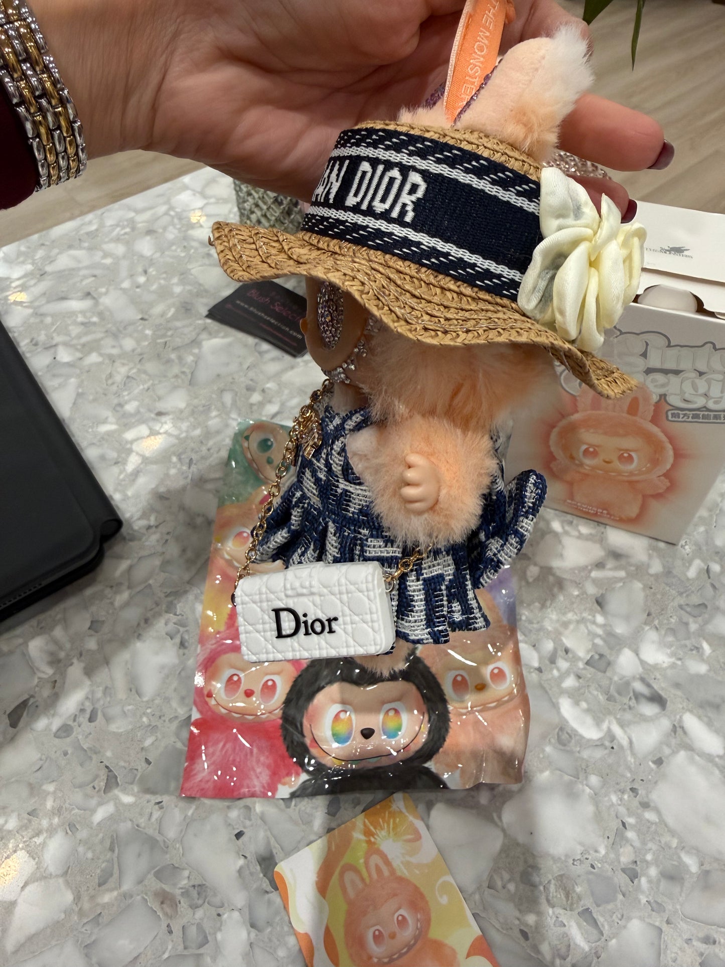 24K Labubu Custom  Big into Energy Swarovski Bling