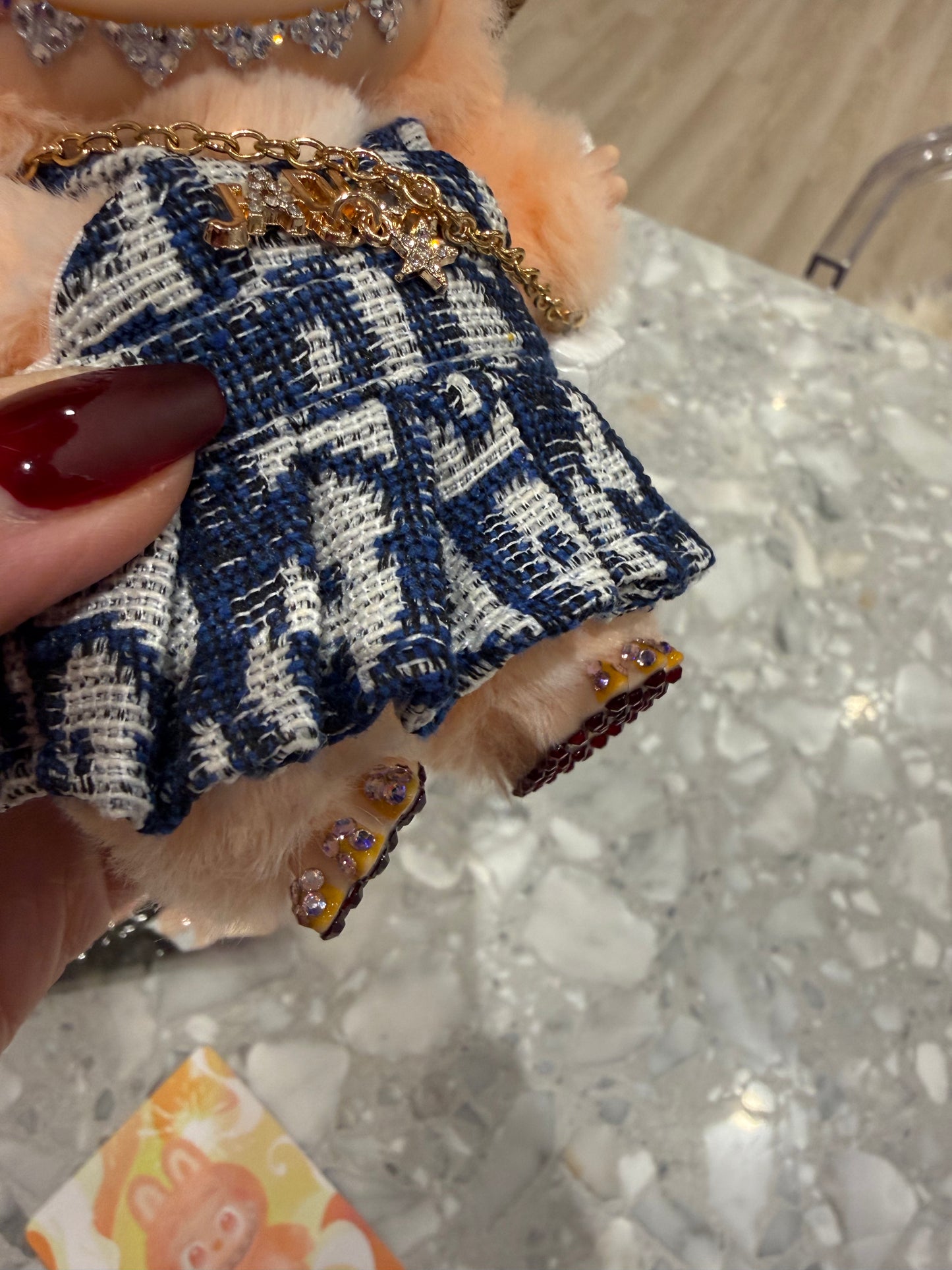 24K Labubu Custom  Big into Energy Swarovski Bling