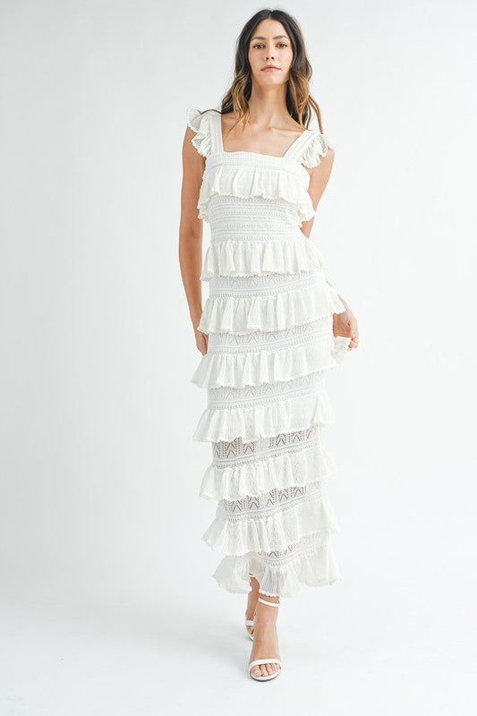 Zarina Layered Satin Crochet Dress
