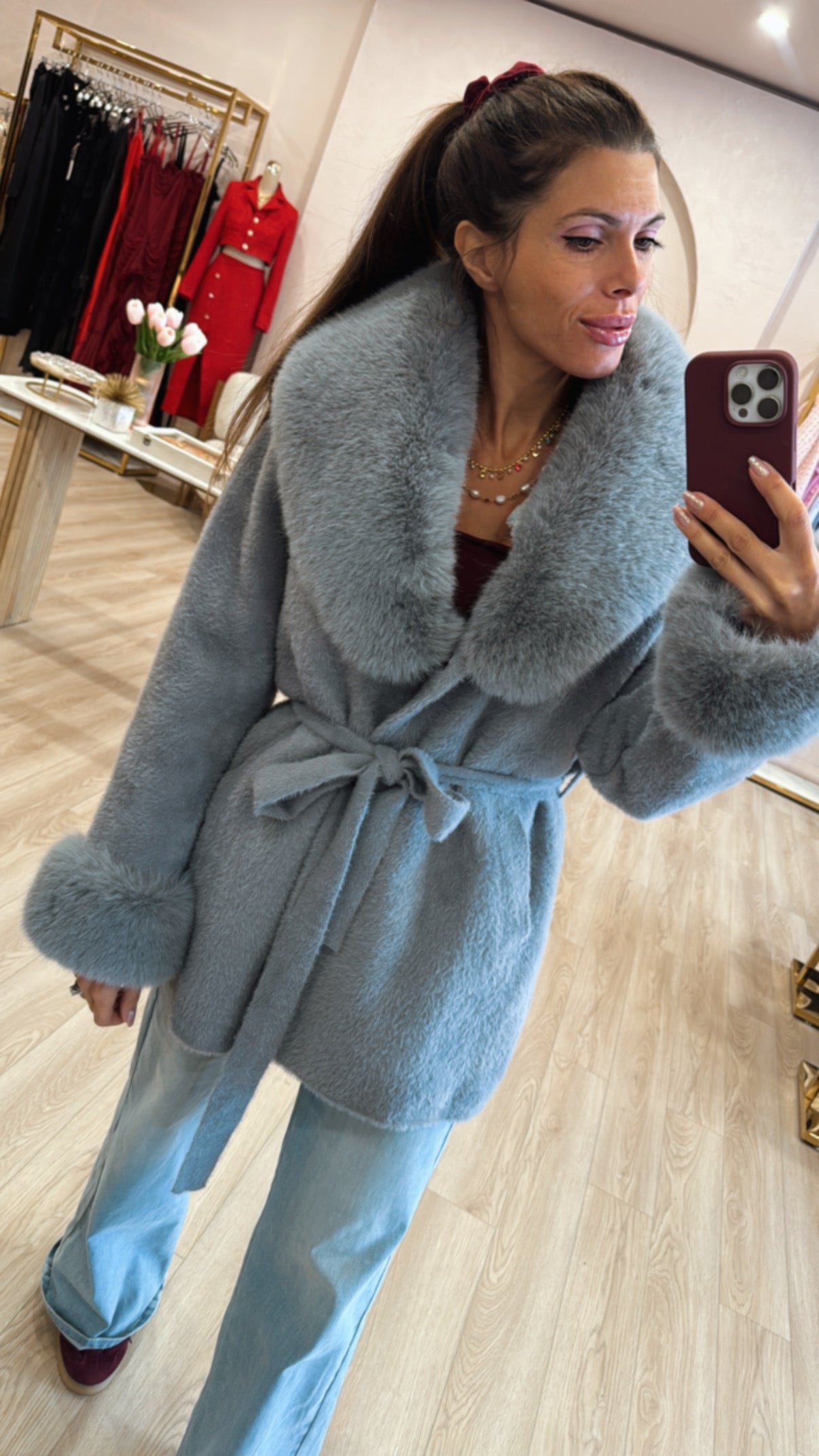 Gloria Faux Fur Mohair Coat