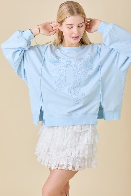 Nadine Bow Lace design Swatshirt