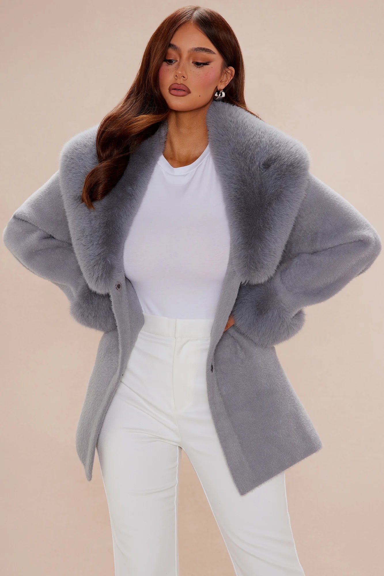 Gloria Faux Fur Mohair Coat