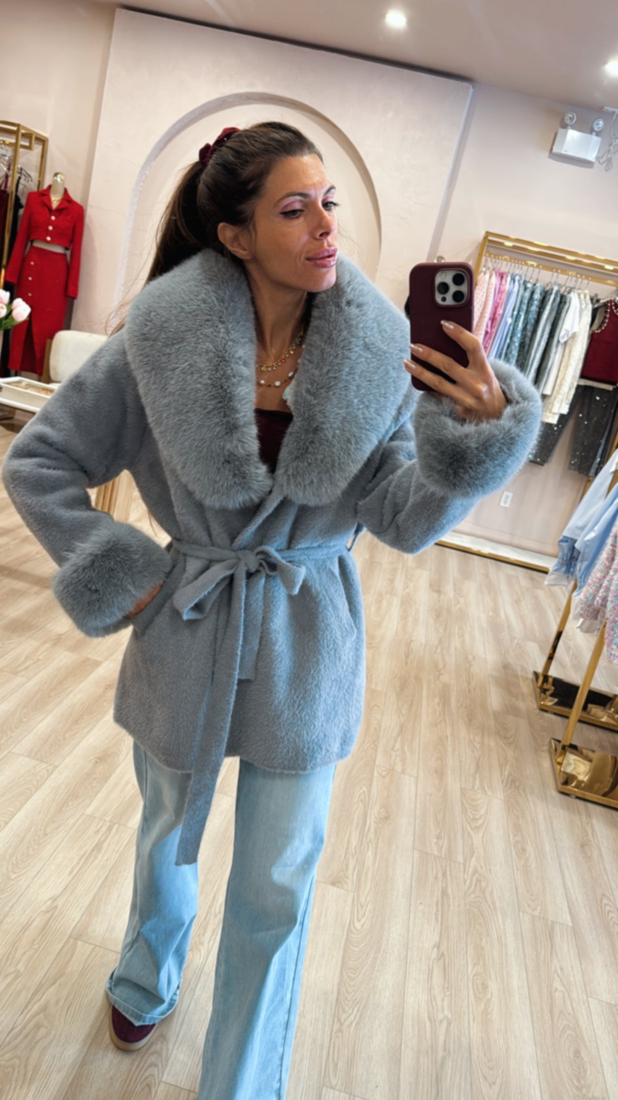 Gloria Faux Fur Mohair Coat