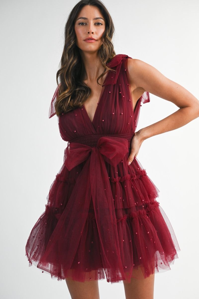 Roxanna Burgundy Tulle