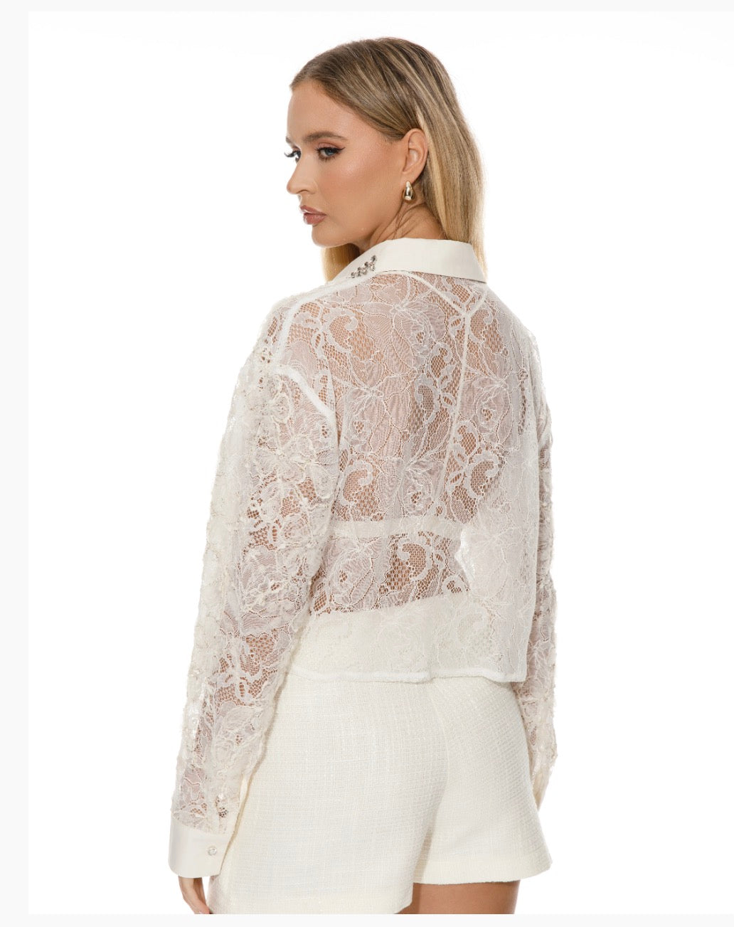 Amelia Lace Jeweled Shirt