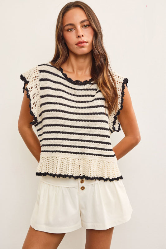 Eveline Stripped Crochet Top