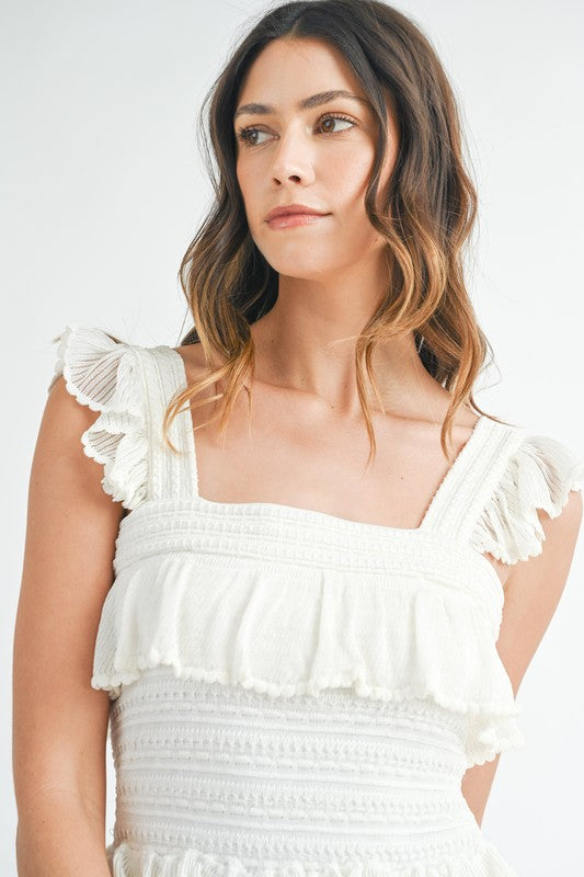 Zarina Layered Satin Crochet Dress