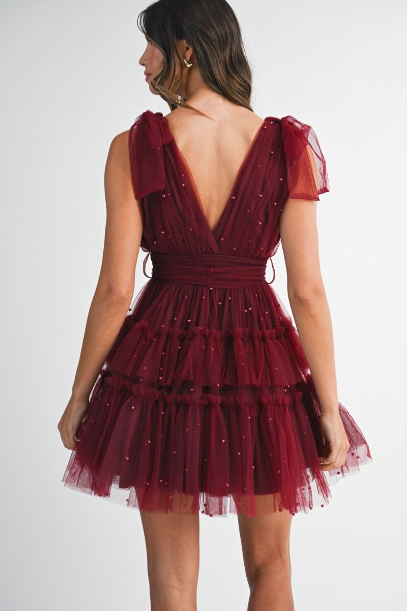 Roxanna Burgundy Tulle