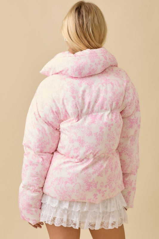 Polly Puffer Pink Toile