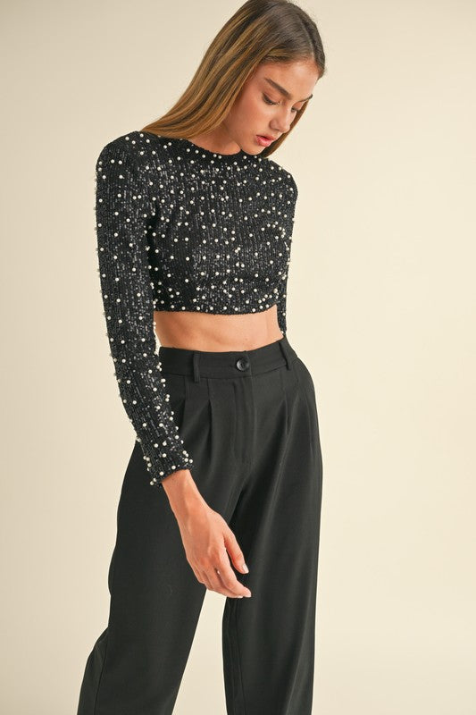Madaline Sequin Pearl Top Jacket