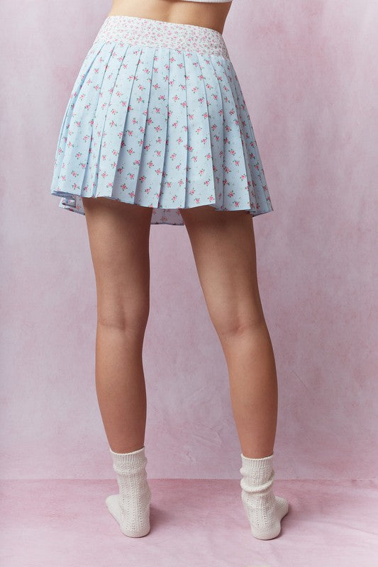 Luna Floral Tennis Pleated Skirt