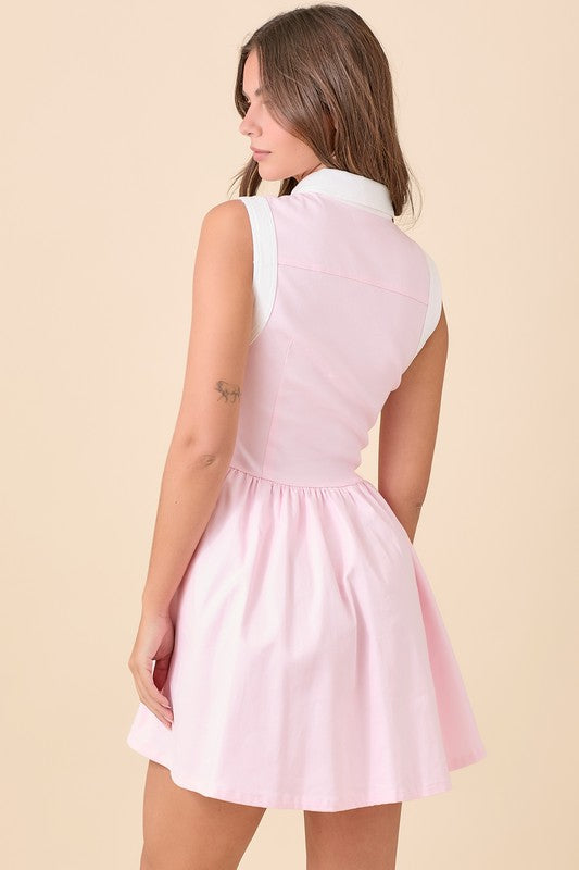 Brittany Pink Denim Mini Dress