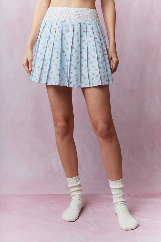 Luna Floral Tennis Pleated Skirt