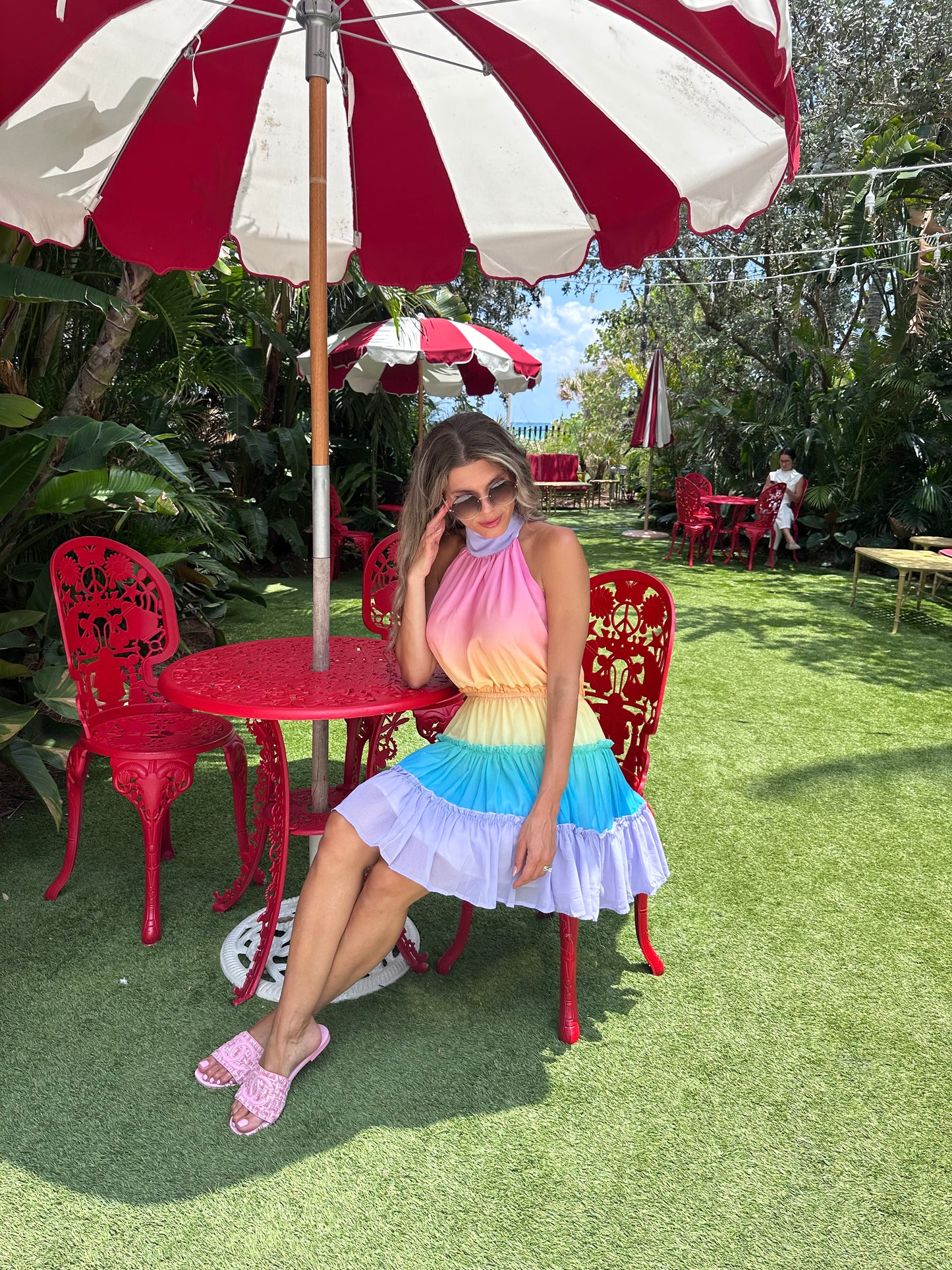 Date ombre multicolour short summer cute dress