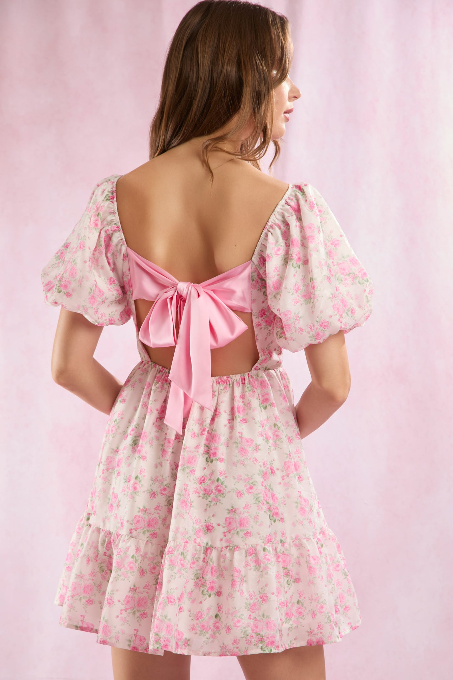 Millie Pink Floral Mini Dress