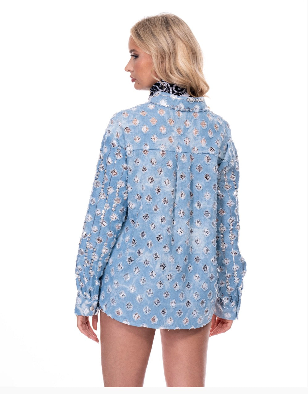 Adeline Denim and Lace Shirt