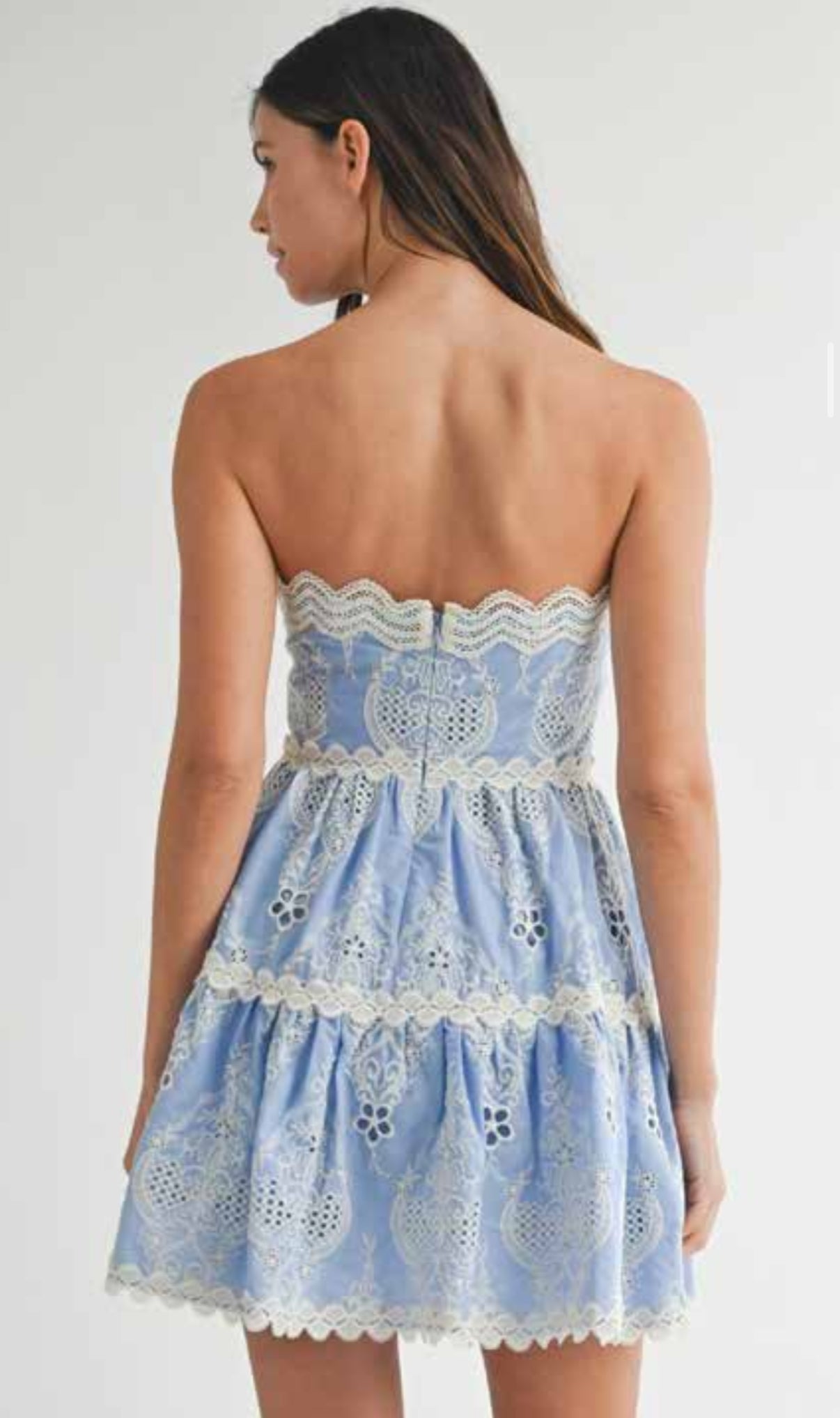 Sevana Eyelete Crochet Mini Dress