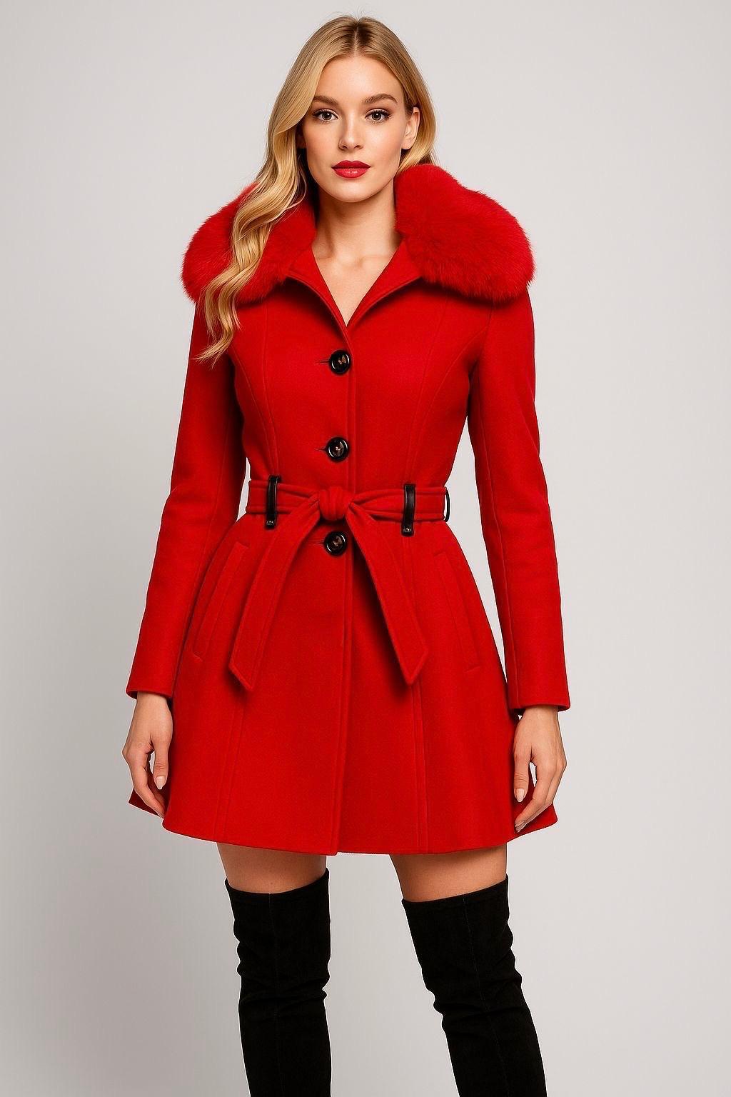 Amelia Fitted Woolly Faux Fur Coat
