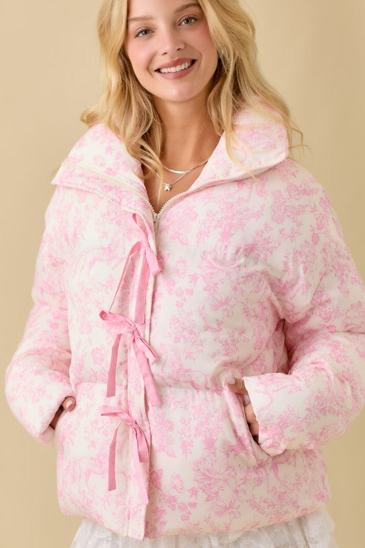 Polly Puffer Pink Toile