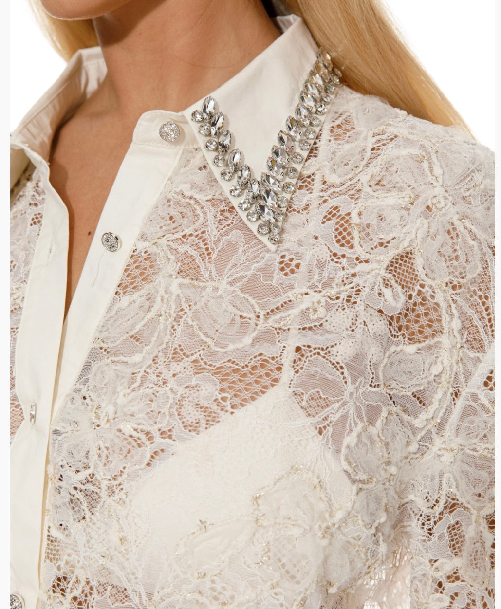 Amelia Lace Jeweled Shirt