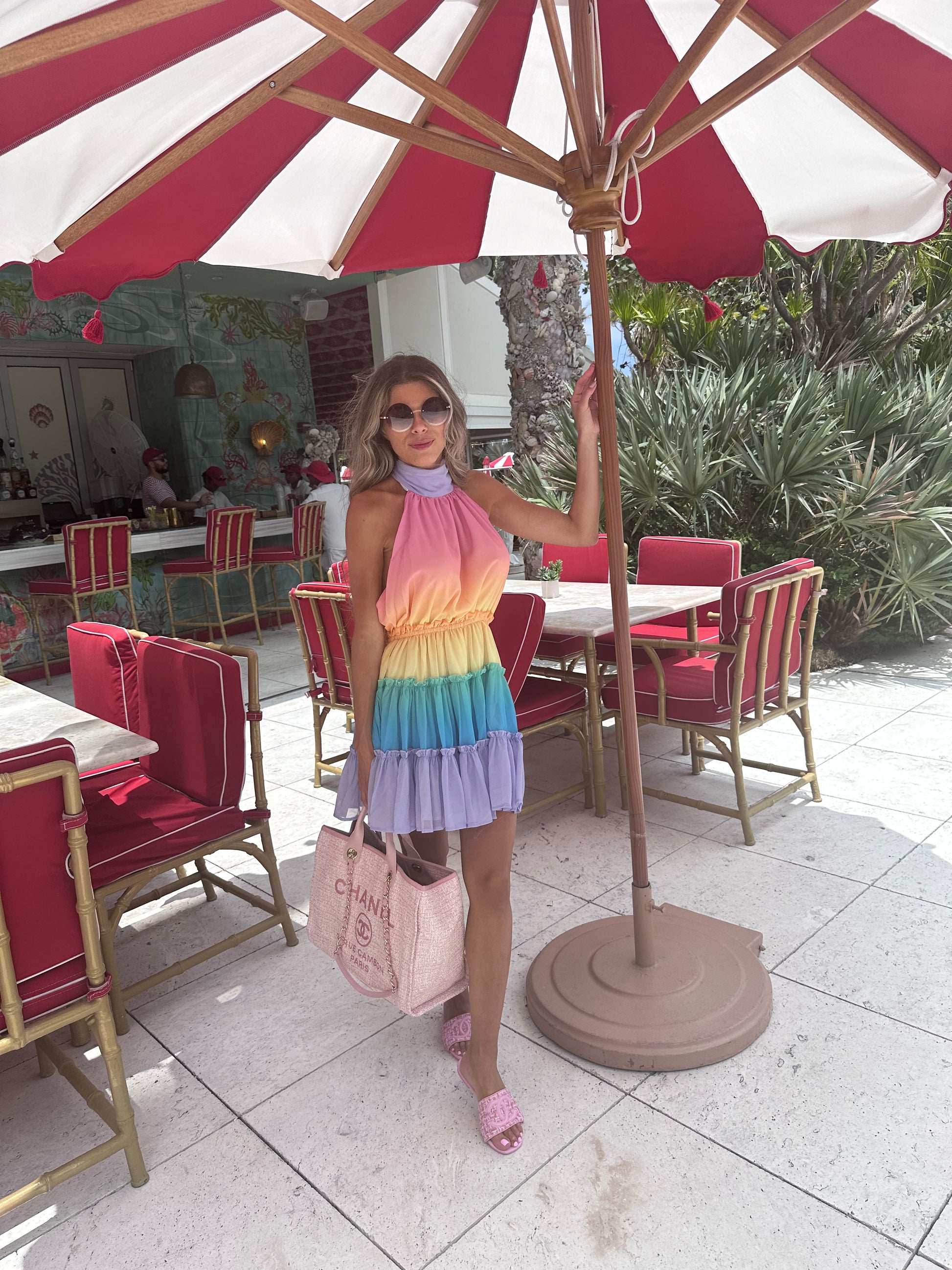 Vacation Miami ombre multicolour short summer cute dress
