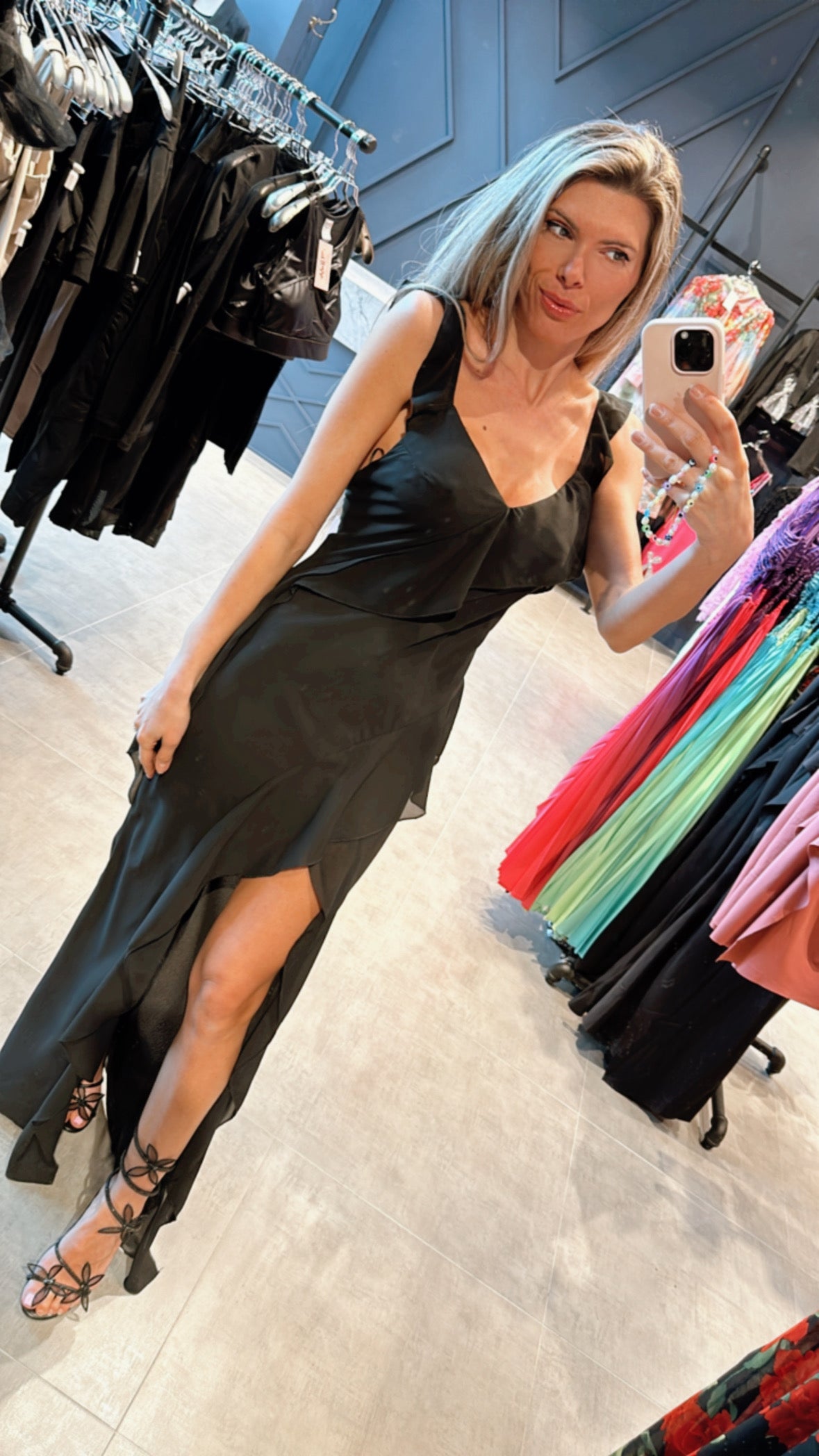 Scarlet Maxi Ruffle Black Dress