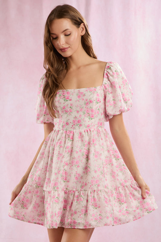 Millie Pink Floral Mini Dress