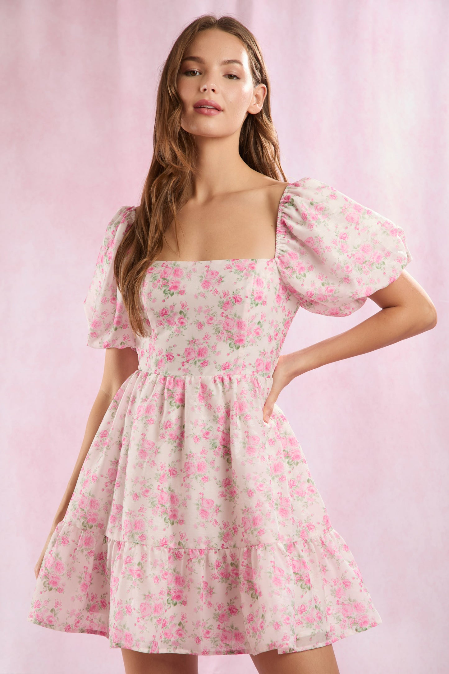 Millie Pink Floral Mini Dress