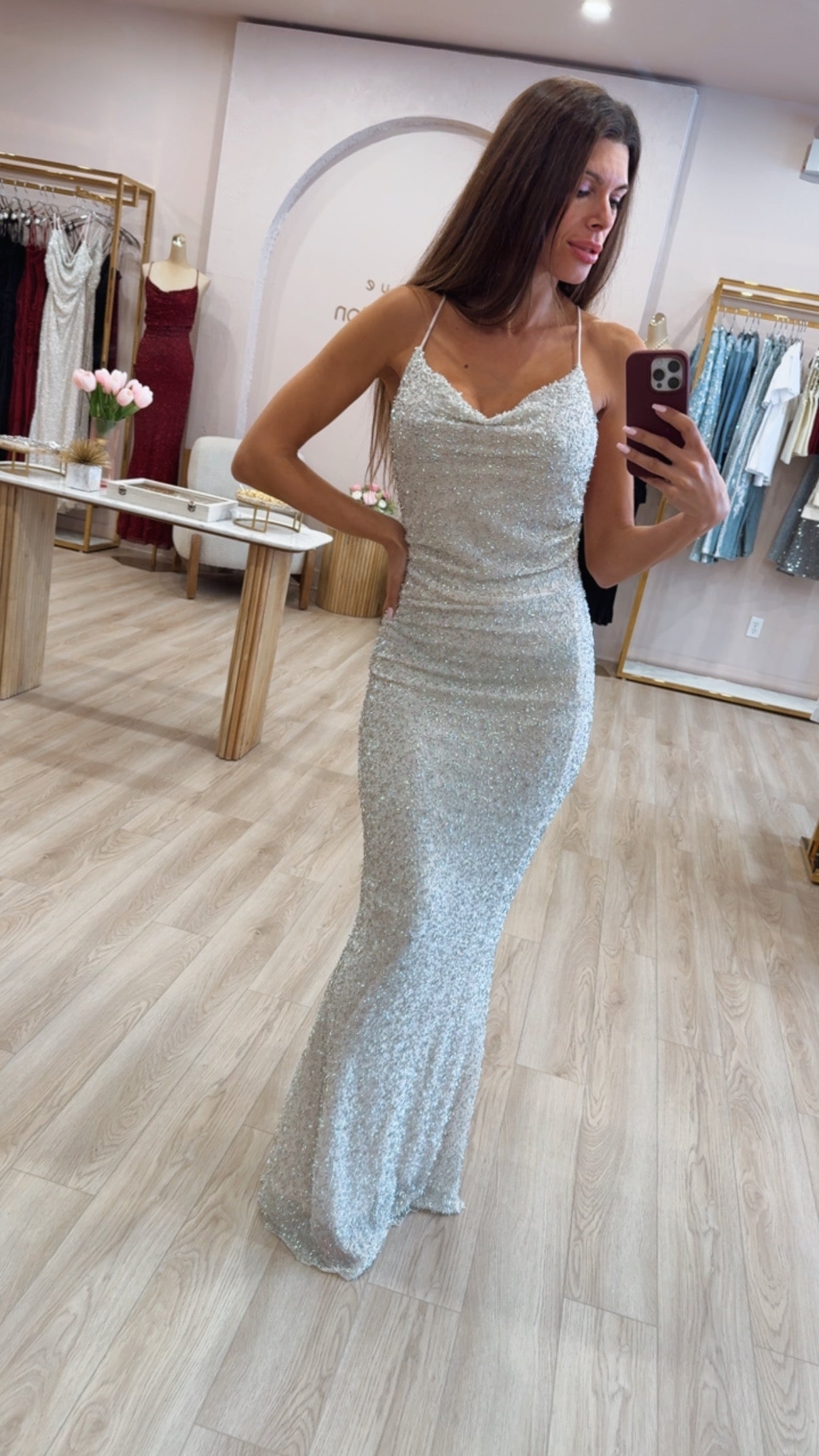 Vanessa Confetti Glass Gown