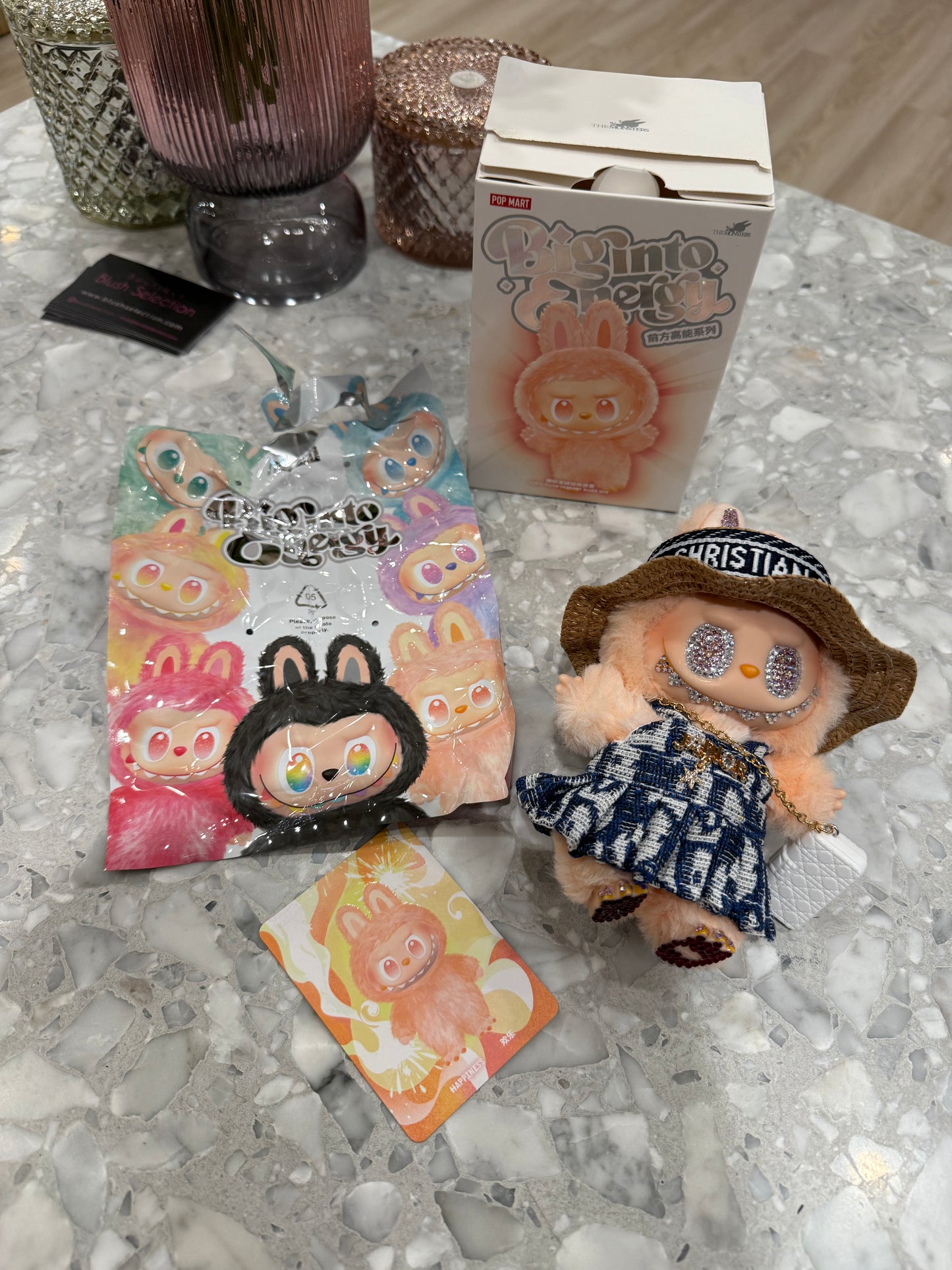 24K Labubu Custom  Big into Energy Swarovski Bling