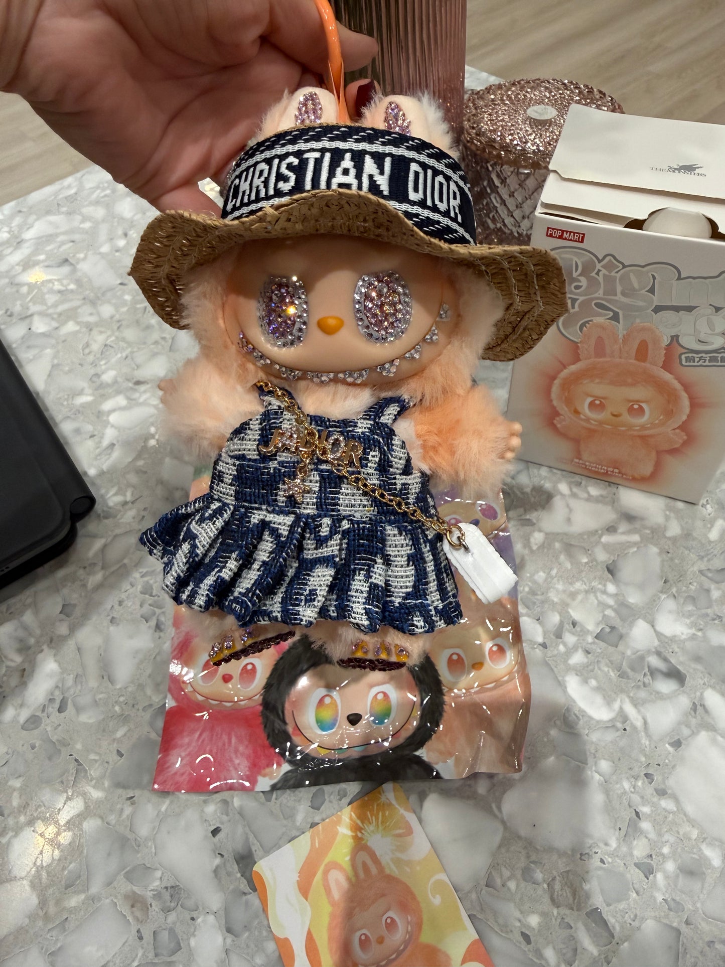 24K Labubu Custom  Big into Energy Swarovski Bling