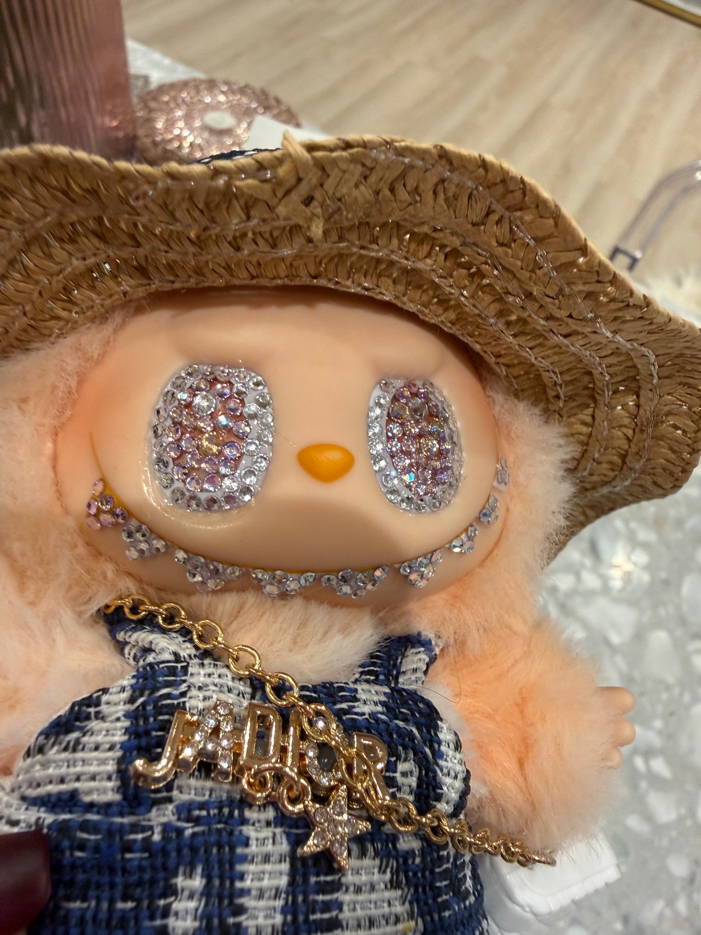 24K Labubu Custom  Big into Energy Swarovski Bling